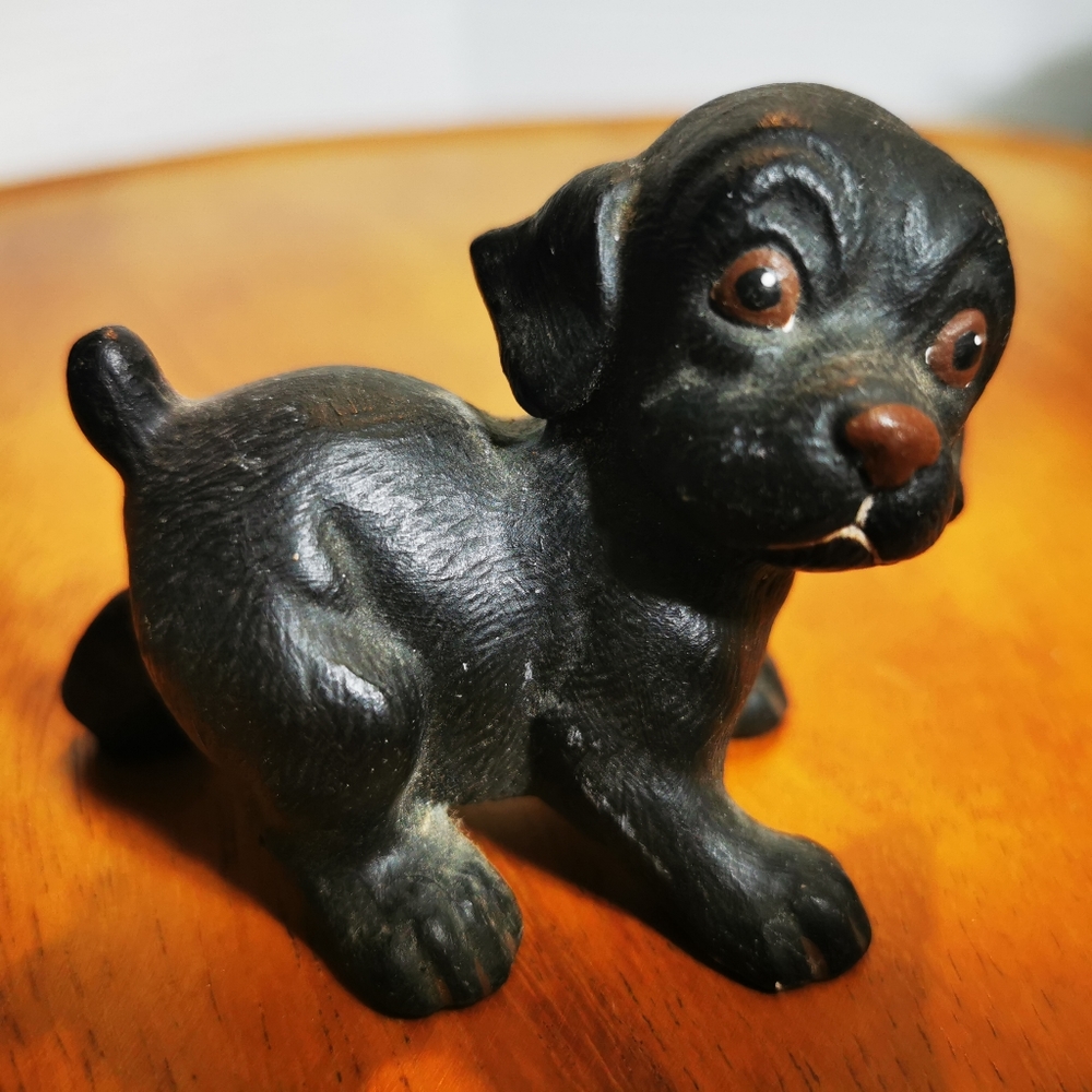 Vintage Black Pottery Puppy Dog